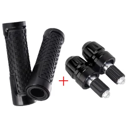 Premium Universal Motorcycle Handlebar Grips with Protective End Plugs (2 Black)