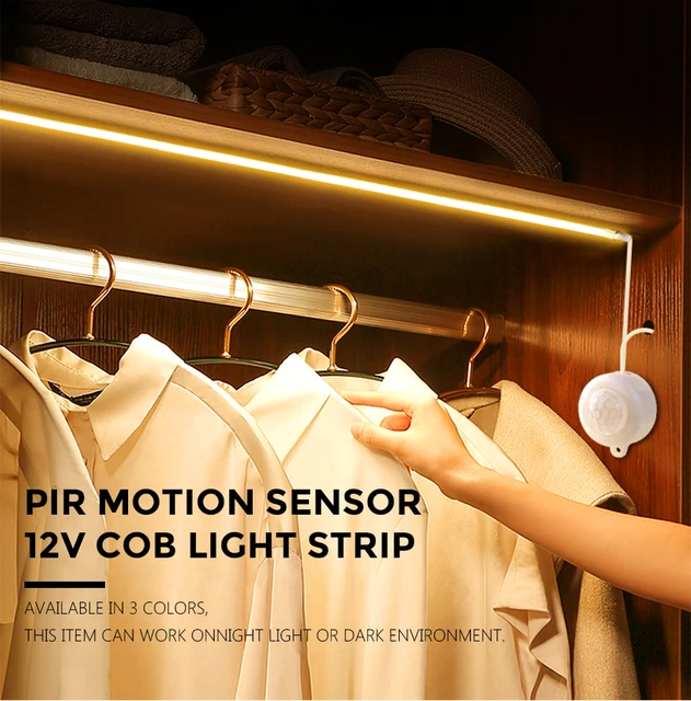 Tira de luces LED COB con Sensor de movimiento PIR, 10M, 24V, cinta de luz  Led para escaleras, pasillo, dormitorio, pared, cocina, armario,  iluminación de retroiluminación - AliExpress