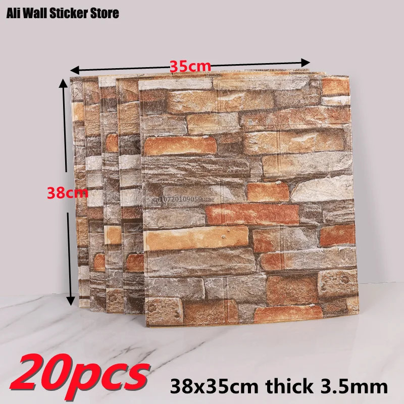 

20pcs 3D Wall Decal Wallpaper Living Room Bedroom TV Backdrop Decor XPE Foam Waterproof Wall Sticker Self Adhesive Brick Sticker