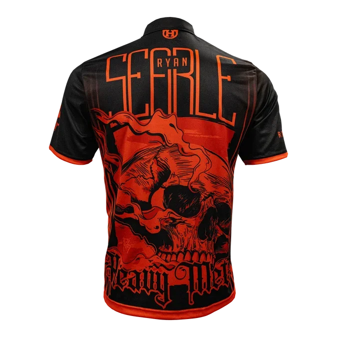 Ryan Searle Heavy Metal Darts Shirt 2025 Schwarz-Rot Totenkopfmuster Schnelltrocknende Atmungsaktive Sportbekleidung