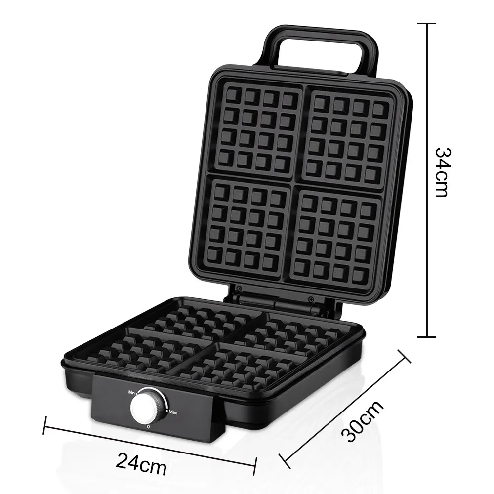 1500W Electric Waffle Maker 4 Pan Double Heating Non-Stick Egg Cake Oven Pancake Egg Waffle Cake Machine for Kid's Snacks 6