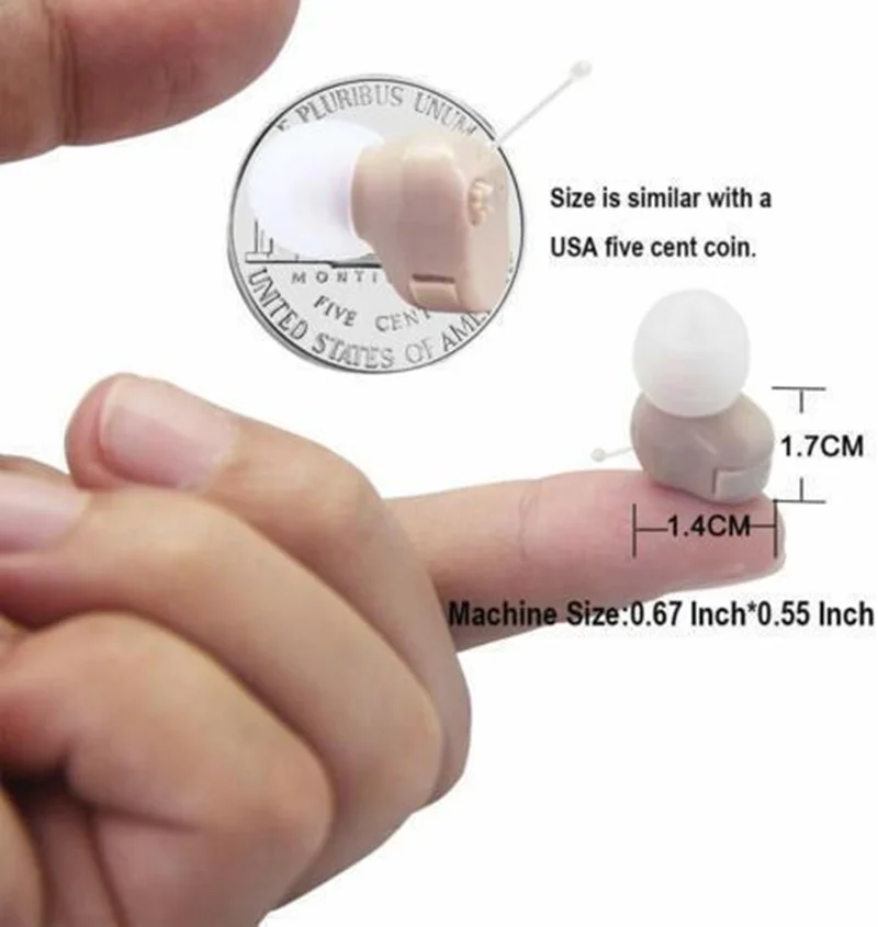 1 pcs Small Invisible Hearing Aids Mini Sound Amplifier Enhancer Adjustable for Elderly Battery Power 3