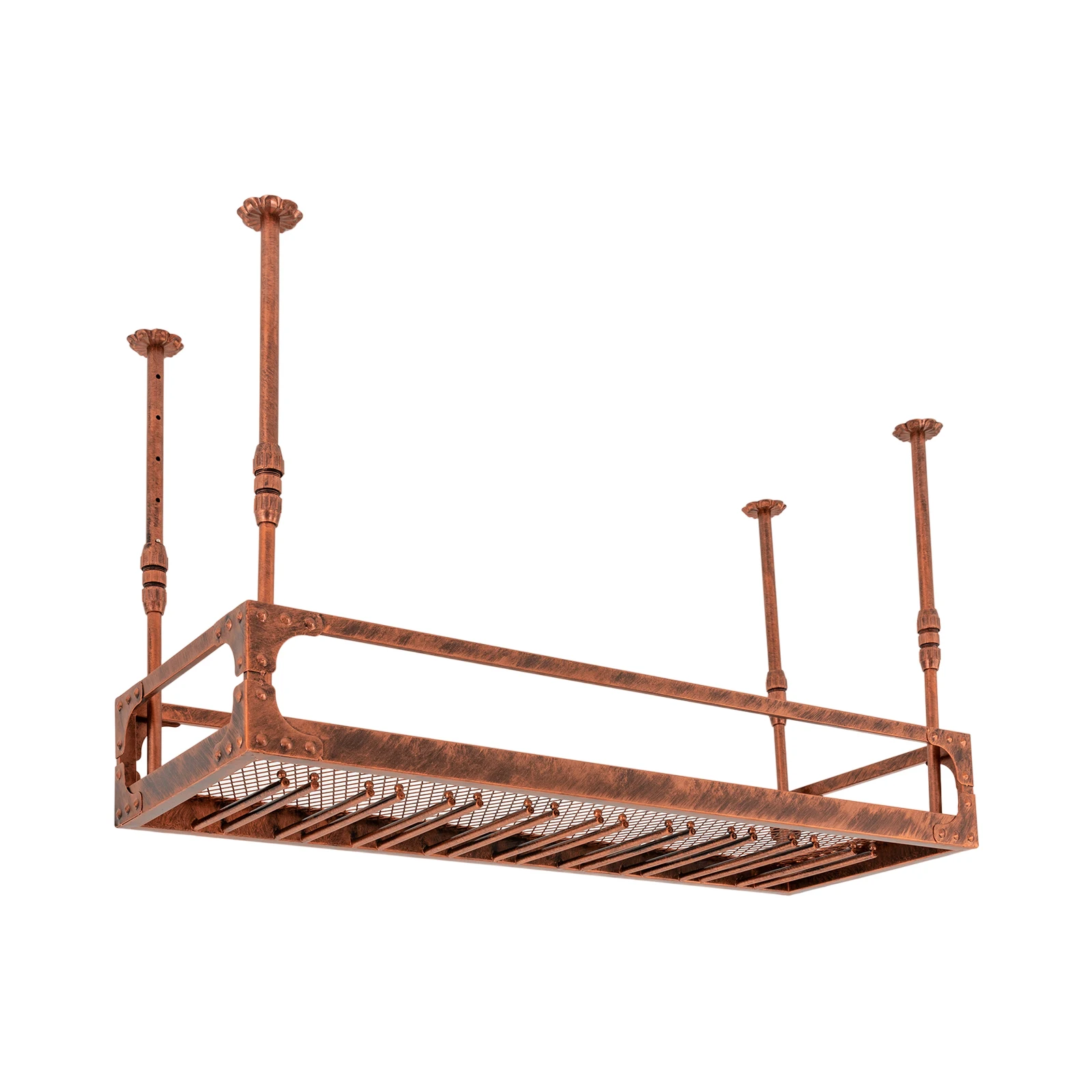 100 cm industrielles Vintage-Bar-Schwimmregal, Deckenmontage, hängender Weinflaschenhalter, Regal, Champagnerglas-Rack, Bar-Heimdekoration – Detail 18