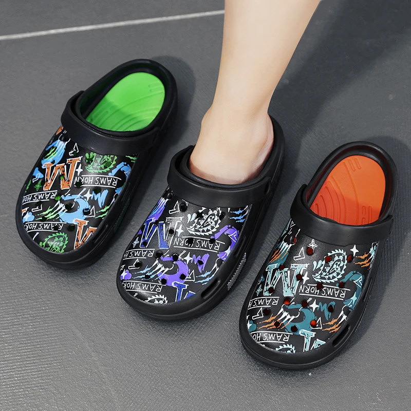 2023 EVA Summer Beach Slides scarpe da uomo sandali per uomo sandali Casual Hole Garden scarpe con stampa colorata zoccoli calzature da uomo