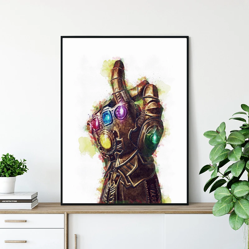 Marvel Thanos Poster Infinity War Stampe D'Arte Gemma Guanto Acquerello Tela Pittura Fan Regali Camera Dei Ragazzi Immagine Decorazioni Per La Casa