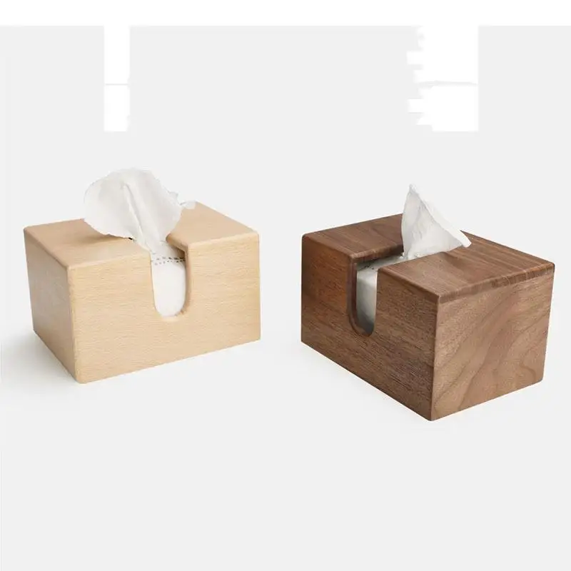 

Beech/Walnut Tissue Box TV Cabinet Modern Decor Dining Table Wood Tissue Box Desk Decoration Crafts Removable Paper Towel Case