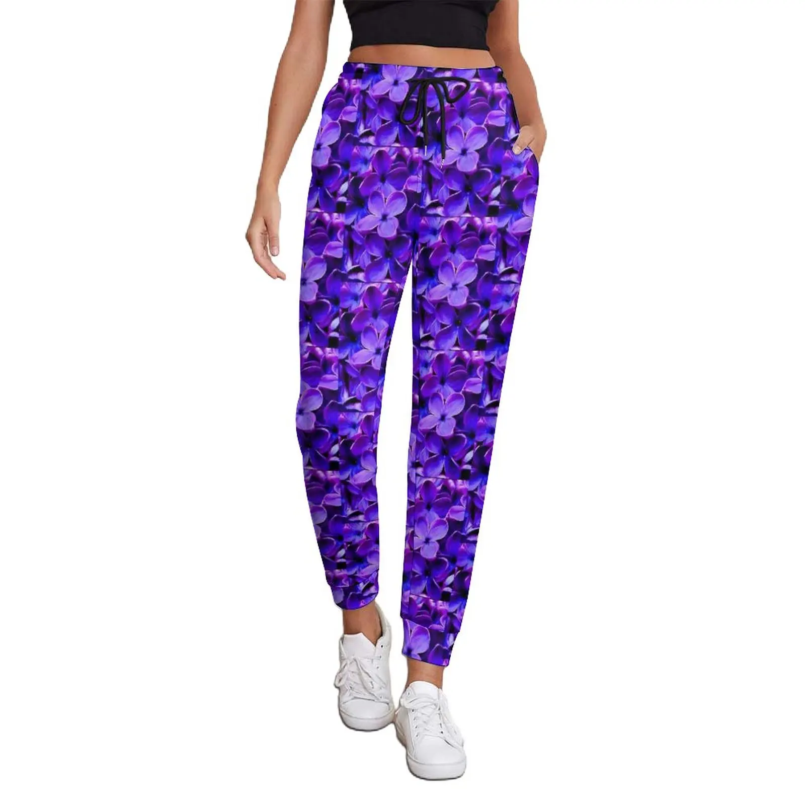 

Floral Baggy Pants Purple Hyacinth Print Harajuku Sweatpants Autumn Female Kawaii Pattern Big Size Trousers Birthday Gift
