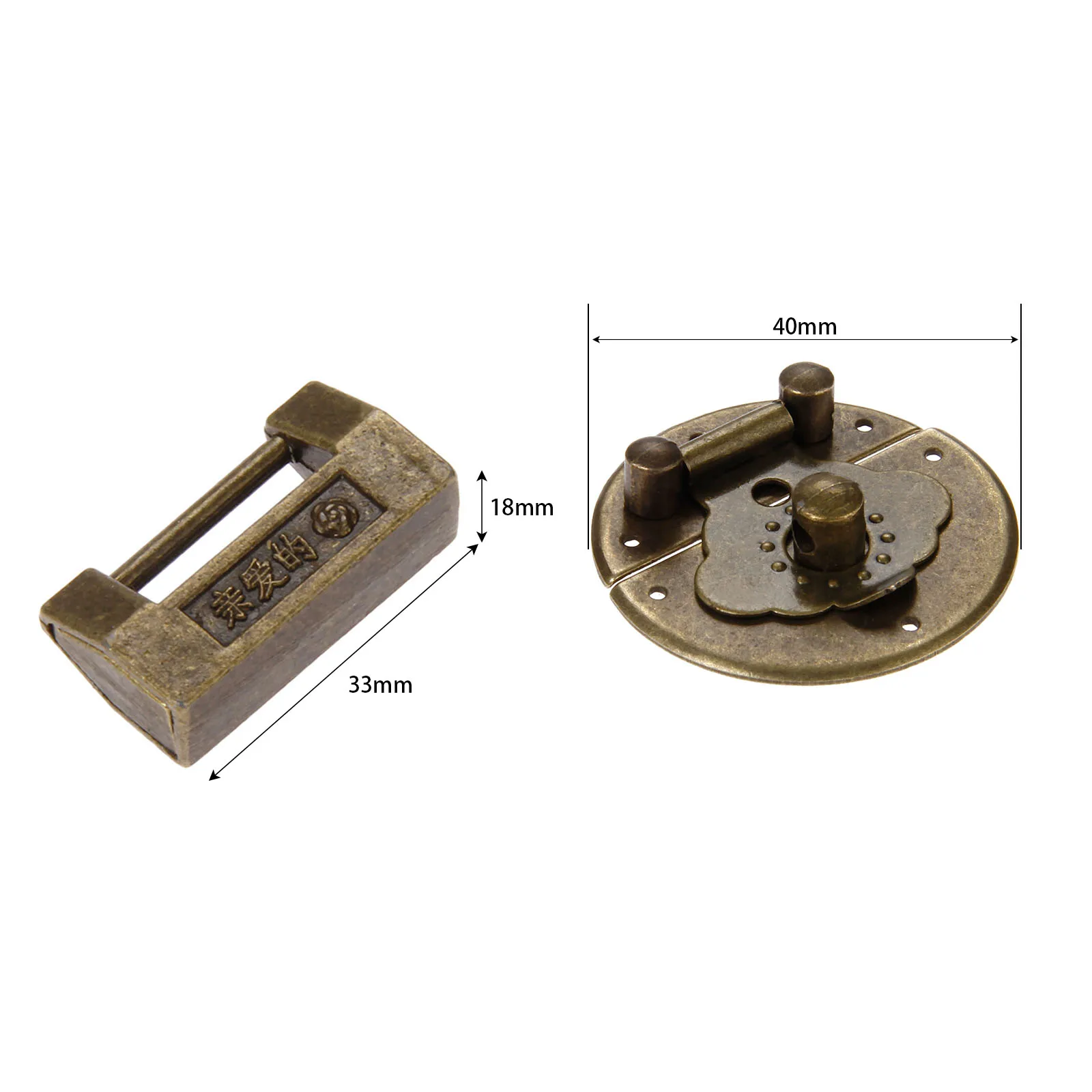 2Pcs Antique Drawer Wood Box Cabinet Door Hasp Lock Hook Latch Butterfly Hinges For Jewellery Fittings Furniture Decorative