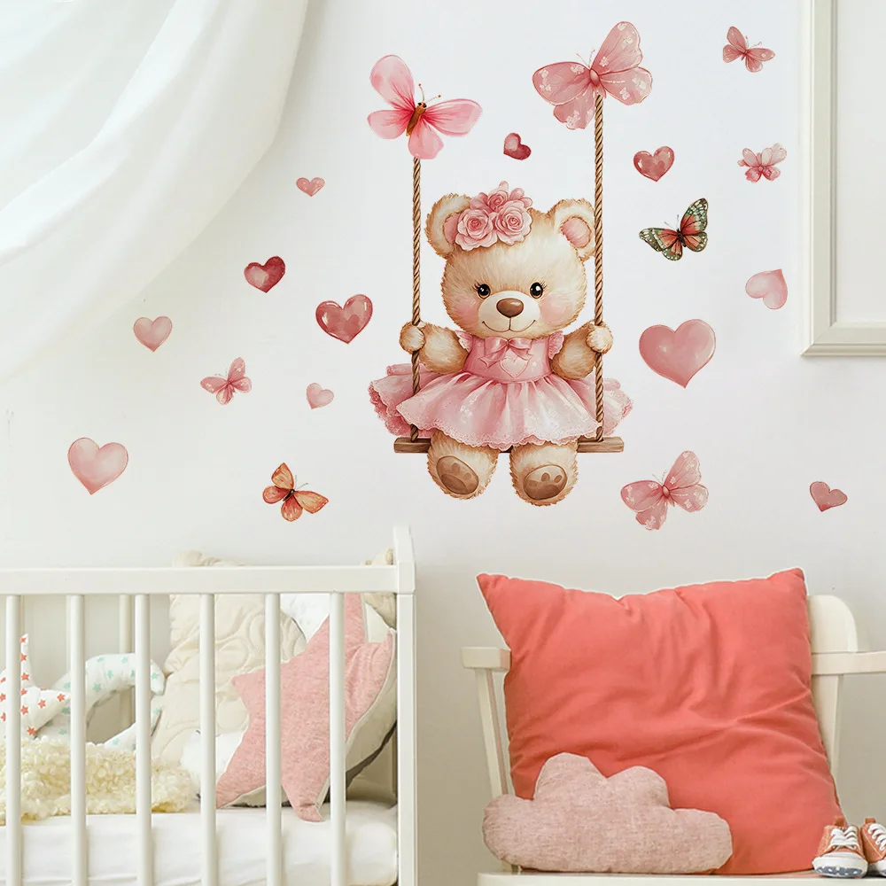 Bear Swing Butterfly Decor Wall Stickers 3