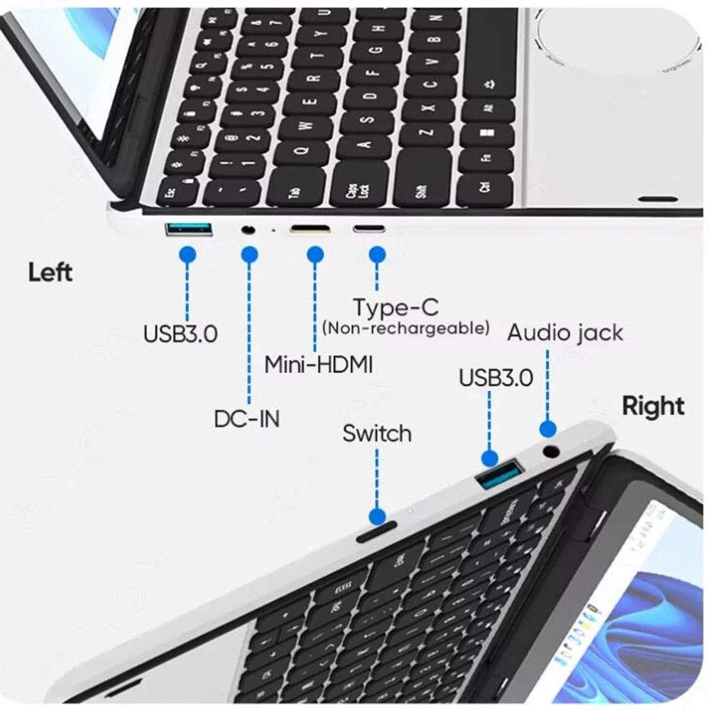 Mini Pocket PC Laptops Yoga 2 IN 1 Notebook 11 Inch Touch Screen Intel N100 32GB DDR4 1TB SSD WiFi5 Netbook Micro PC Computer 2