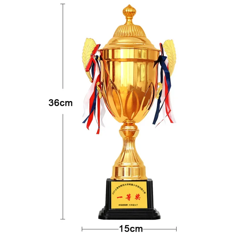 Customized Metal Trophy, Gold, Silver, Bronze, Football, Basketball Game, Award, Plastic Base, Competition, Home Decoration, 1Pc
