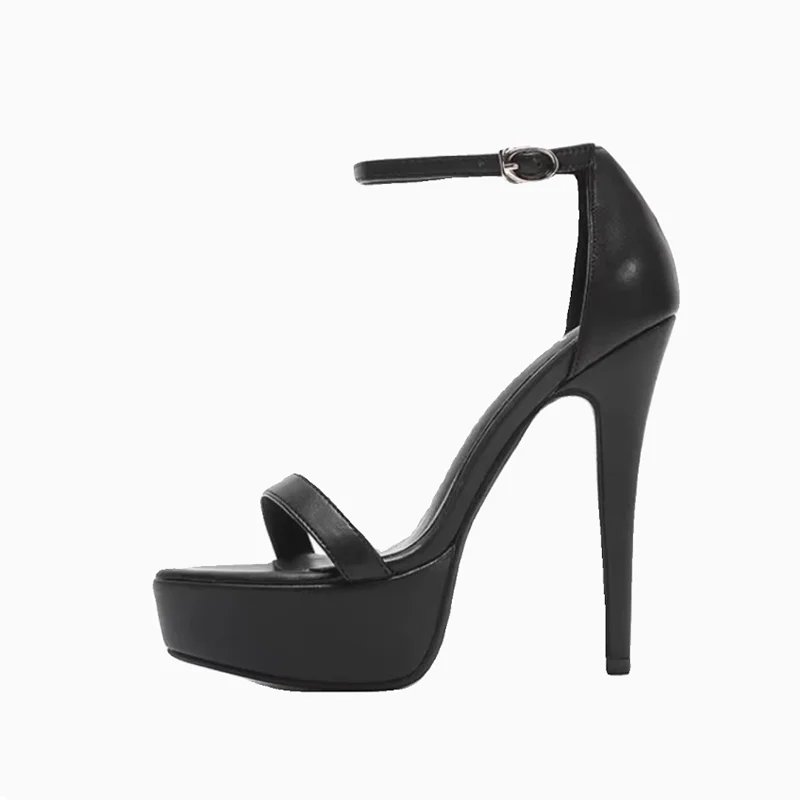 European and American Summer One-word Buckle Genuine Leather Thick Sandals Waterproof Platform Ultra-high Heels Fashion Catwalk