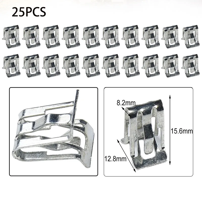 25Pcs/set Metal Retainer Clip Universal Car Front Console Dash Dashboard Trim Fastener Clip For Ford 16662182,11588650