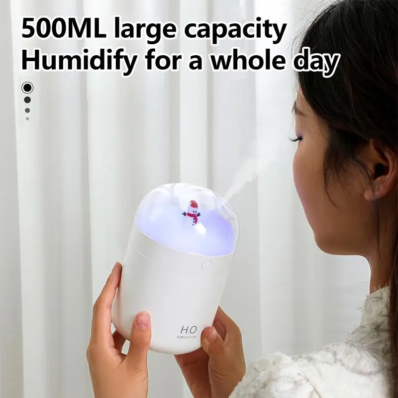 Desk Humidifier Snowman Silent Personal Humidifier Portable Air Small Desktop Humidifiers For Bedroom Travel Safe