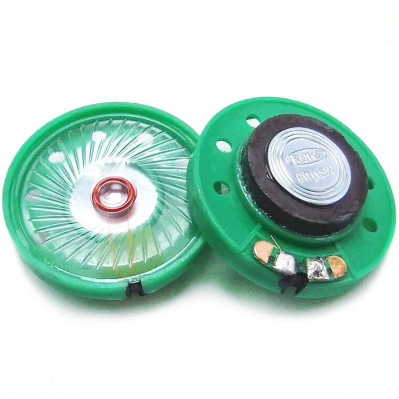 2Pcs 0.25W 16 ohm 35mm Round Green Plastic Magnet Electronic Speaker Loudspeaker