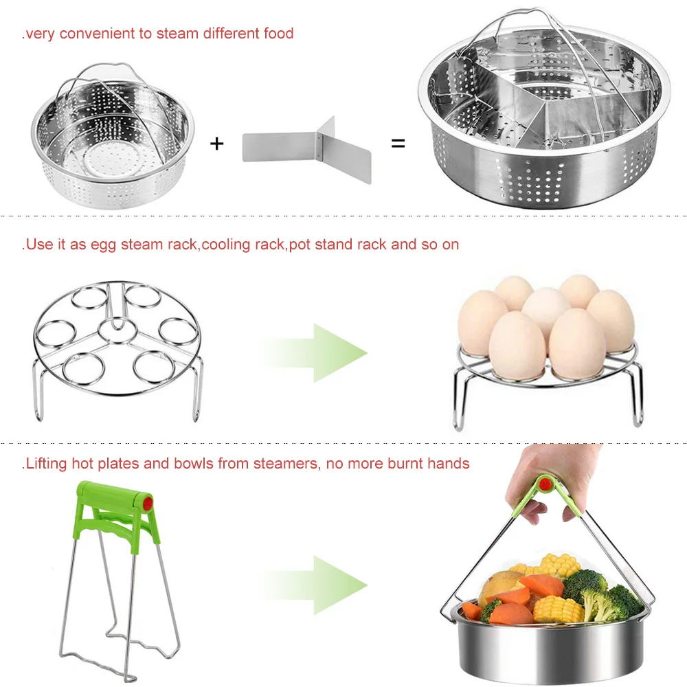 4 Pcs/set Steamer Stainless Steel Basket Set Pot Egg Steamer Rack