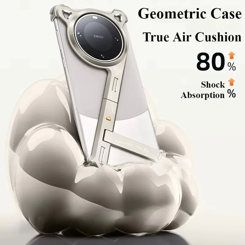Eary Metal Frameless Phone Case for Huawei Mate 70 Pro/Pro+ With Kickstand 110° Adjustable Shockproof Protective Cover Shells
