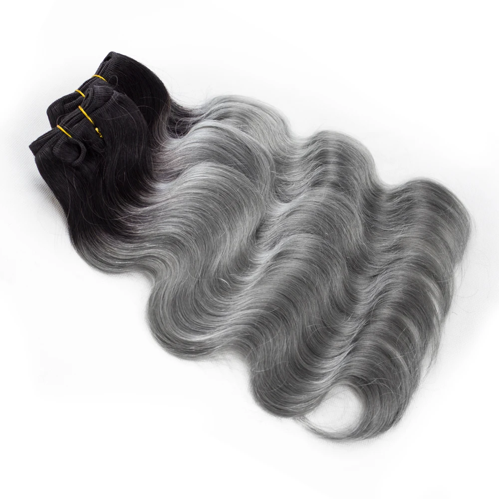Human Hair Bundles Body Wave 10-22 inches Silver Dark Grey 1/3/4 Bundles Remy Weave Extension Ombre Black To Grey human hair extensions,human hair bundles,human hair bulk