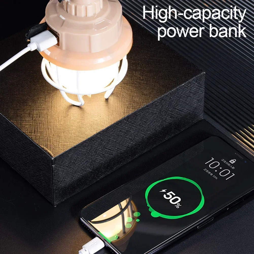 Description Picture 5 of itemLED Camping Lamp Retro Hanging Tent Lamp Emergency Light Lantern IPX4 Waterproof Type C Charging for Outdoor Atmosphere Light