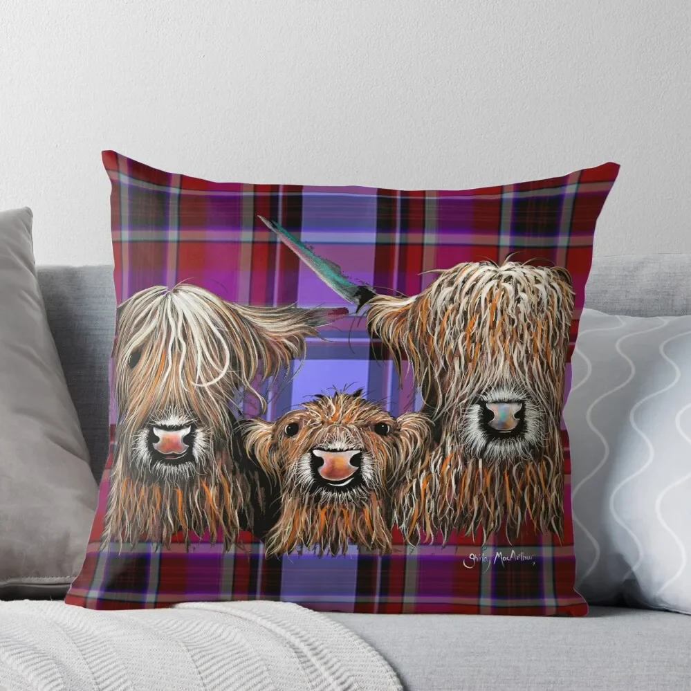 

SCoTTiSH HiGHLaND CoW ' TaRTaN We 3 CooS P ' BY SHiRLeY MacARTHuR Throw Pillow luxury sofa pillows Cushion Cover Set