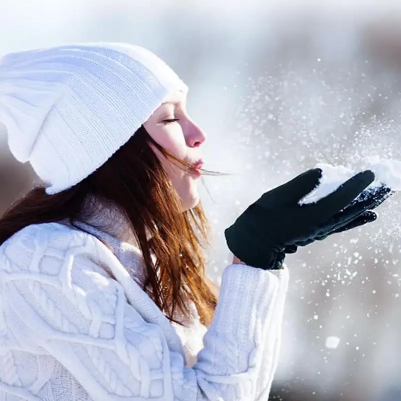 Winter Warm Gloves with Double-layer Polar Fleece Thickened Anti Cold Properties Touch Screen Men Women Driving Cycling Gloves