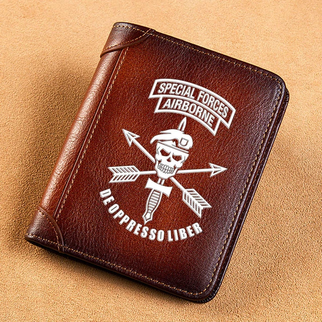 efterligne Narabar plakat High Quality Genuine Leather Military Special Forces Airborne Skull Cover  Short Card Holder Purse Luxury Brand Male Wallet _ - AliExpress Mobile