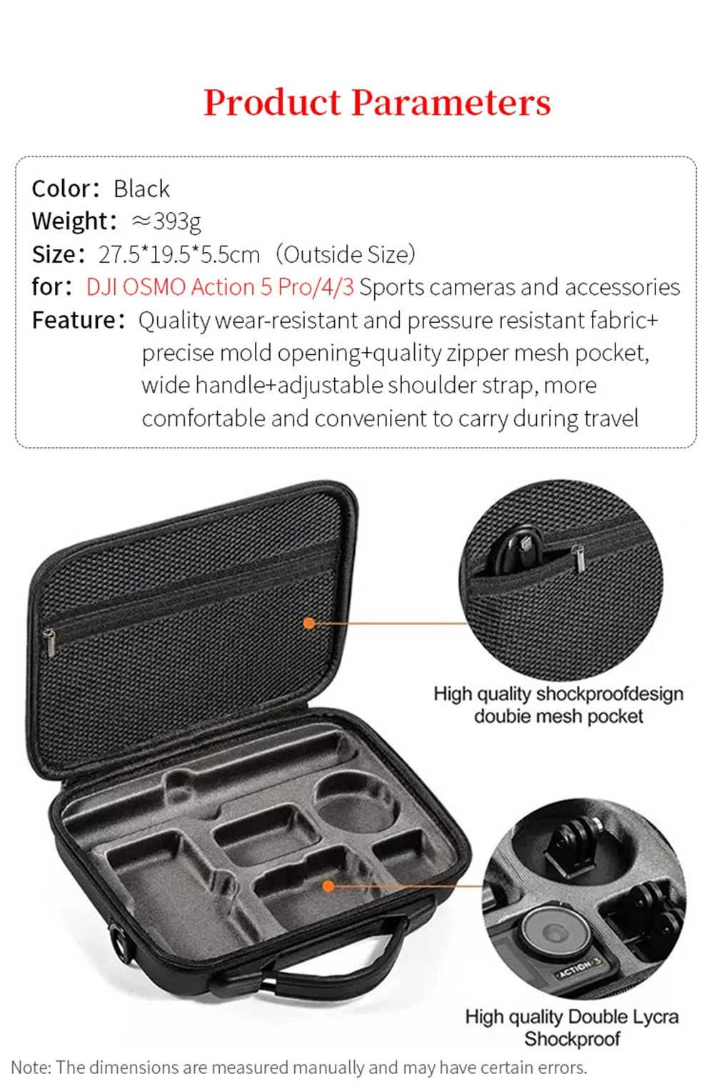 Hard EVA Storage Case for DJI OSMO Action 5 Pro/4/3 Sports Camera Protect Box Action 4 3 Camera Portable Travel Carrying Case