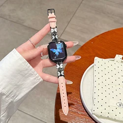 Chic Butterfly Leather Strap for Smartwatch - Cute and Stylish Girl's Accessory (Pink Black)