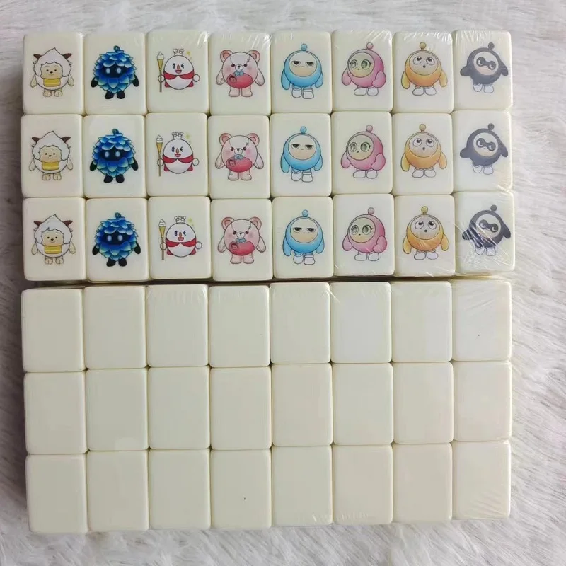 64+1 Seaside escape Mahjong Blocks Tiktok 64 Pcs Mahjong Seaside Escape Tile Game Pattern of Flag Ball Battle Chee Chess Toys 6