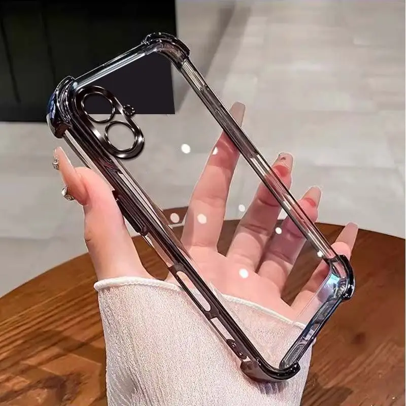 Enhanced Shockproof Plating Phone Case with Thickened Corners – Sleek Protective Back Cover