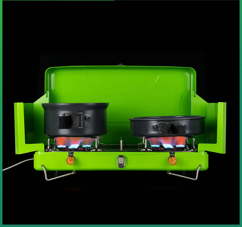 BRS-81 Twin Star Windproof Stove Outdoor Portable Camping Cooking Burner Domestic Gas Propane Gas Stove