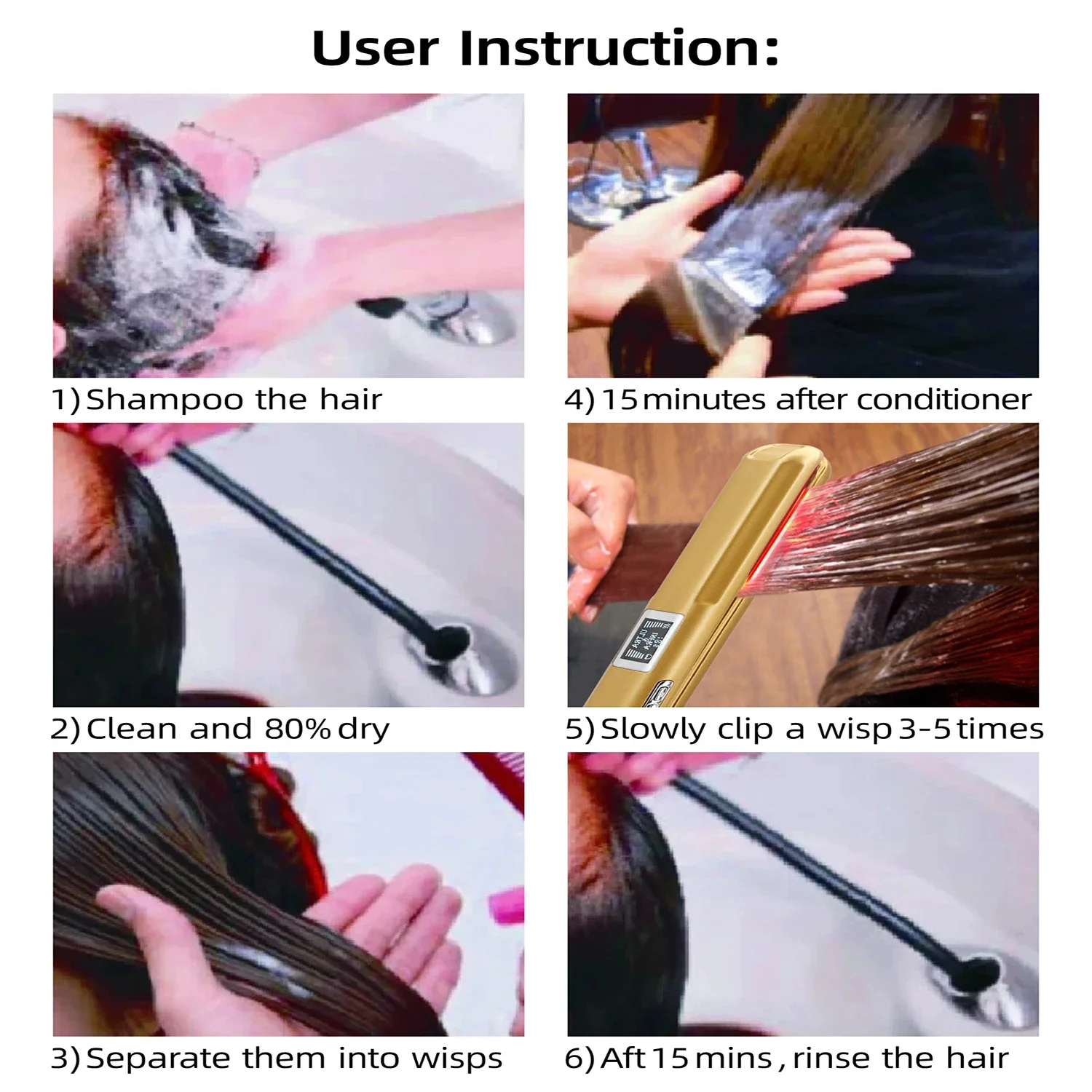 Cold Hair Care Ultrasonic Infrared Hair Straightener Professional Flat Iron Hair Treament Styler Therapy Conditioning Tools 6