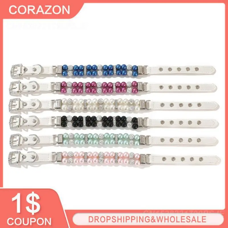 

Ожерелье ручной работы для домашних животных прочные и прочные модные аксессуары для домашних животных модные жемчужные ошейники для домашних животных для собак и кошек Abs/pu