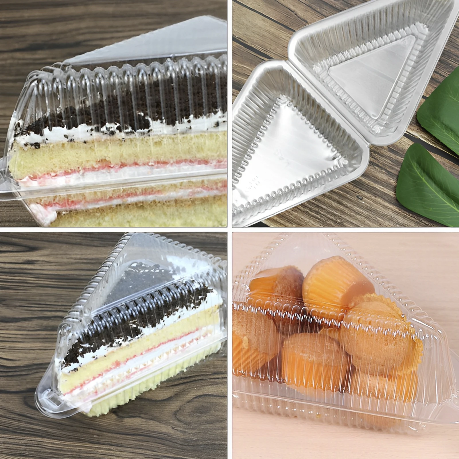 50/100Pcs Clear Cake Dessert Slice Boxes with Lids, Stackable Square Cupcake Containers... - SKU CCDB1521 - UGI Packaging