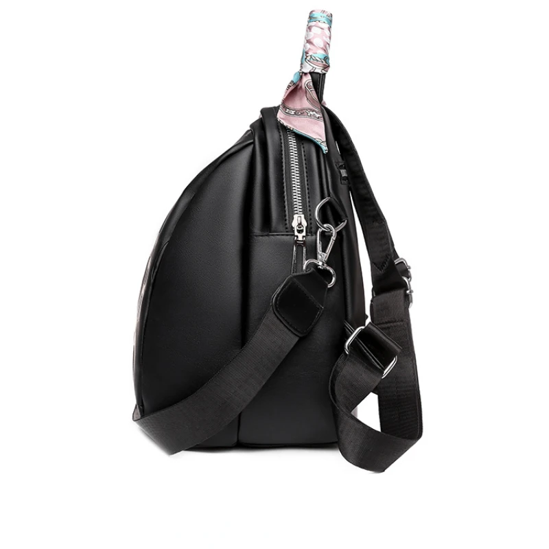 Fashion Letter Printed PU Leather Backpack Women's Large Capacity Bag Europe and The United States Wind Shopping Anti-shell Bag