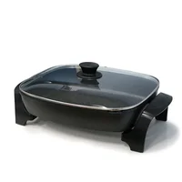 Non-stick Electric Skillet with Glass Vented Lid10.5Qt. Scratch Resistant, Dishwasher Safe, Adjustable Temperature, Black 1