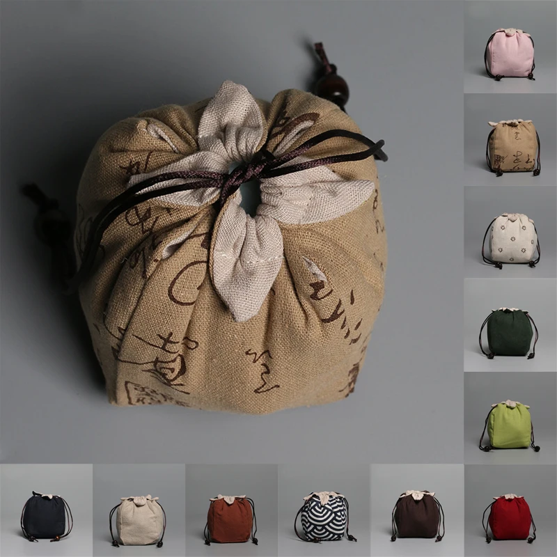 Bolsa de tela lino y algodón con rejilla Simple para guardar ropa, bolsas almacenamiento de juguetes para varios colores, 1 unidad| | - AliExpress