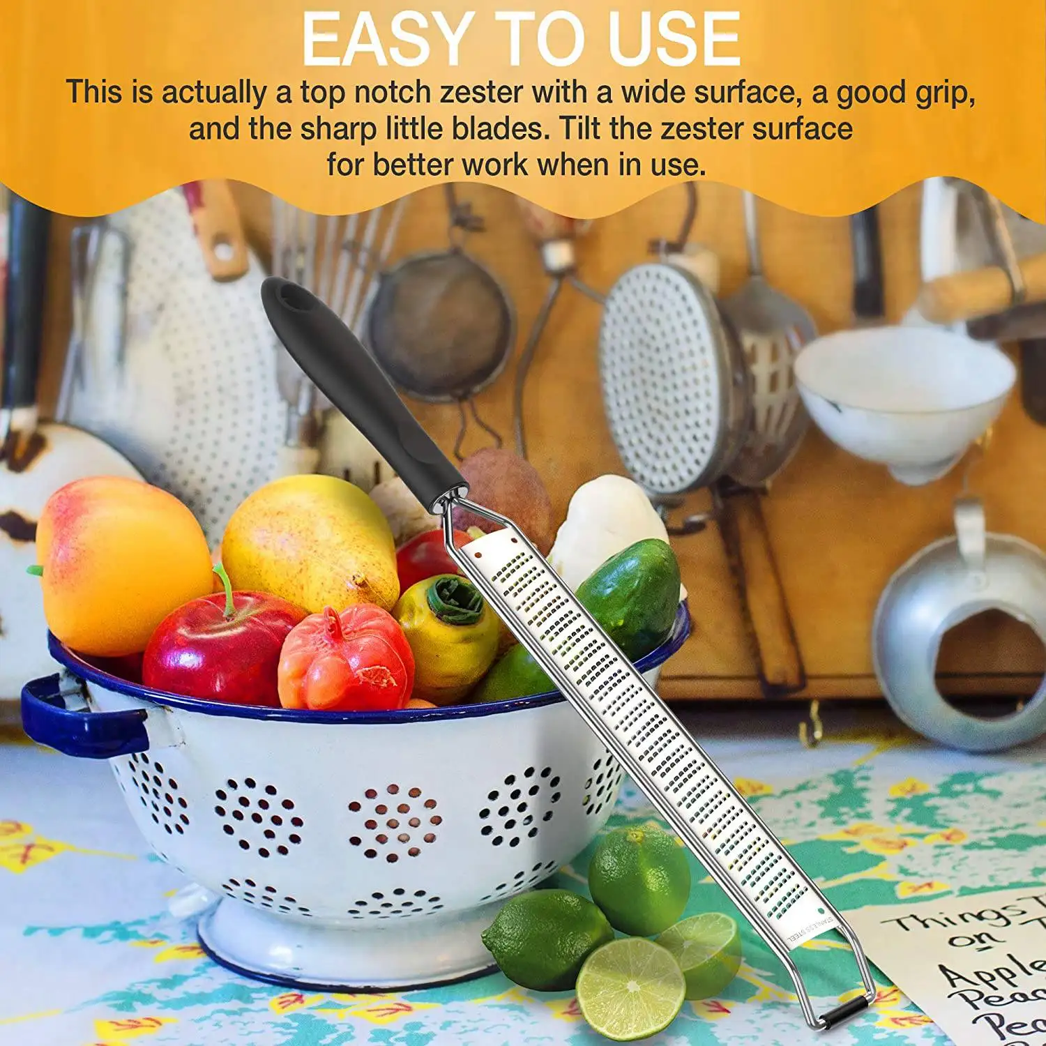 Lemon Zester Cheese Grater Stainless Steel Kitchen Tool Nutmeg Chocolate Vegetables Fruits Dishwasher
