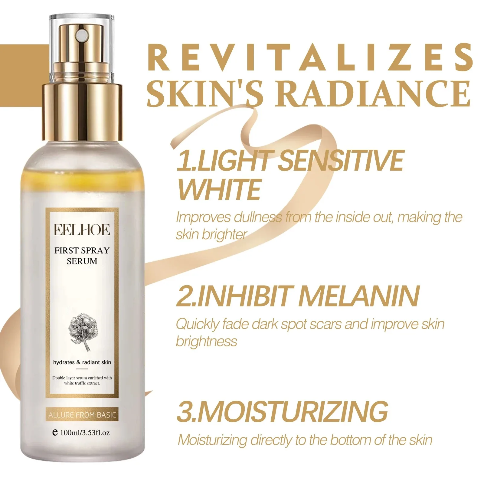 Facial Serum White Truffle Moisturizing Spray Melanin Correcting Glow Serum Fade Dark Spot Shrink Pores Brightening Skin Care 2