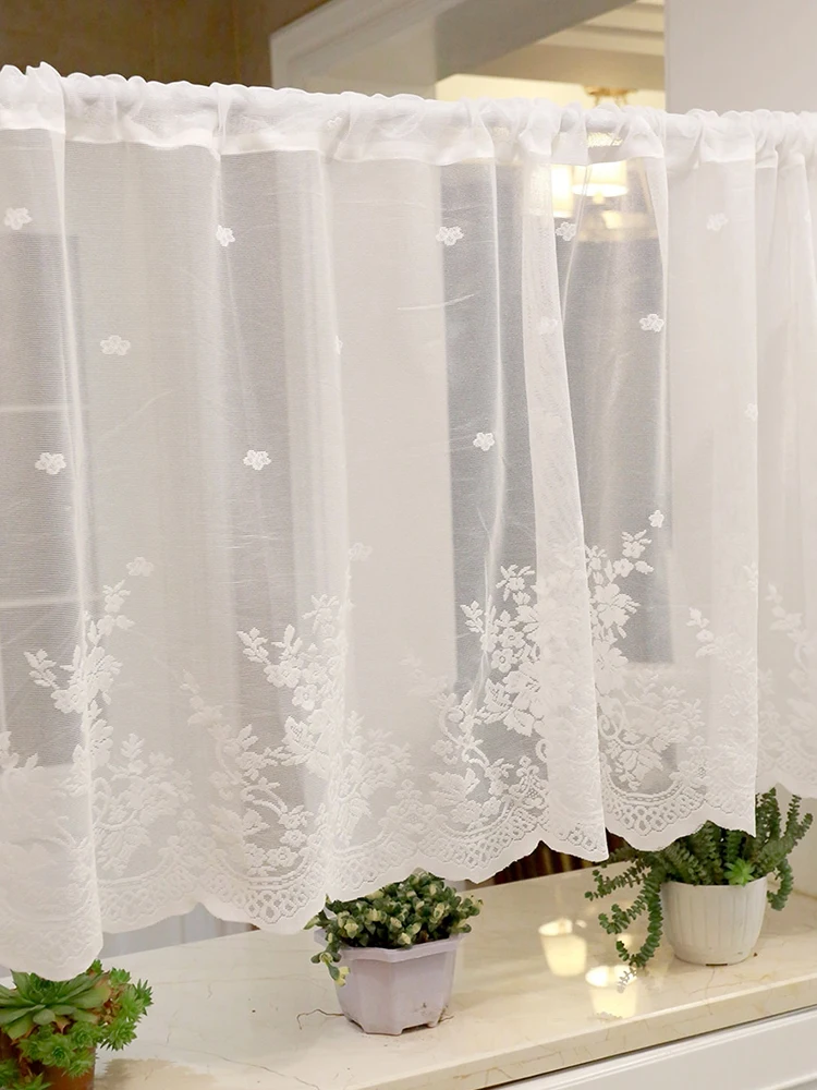 Lace Floral Embroidered Semi Sheer Curtain 1 Pcs