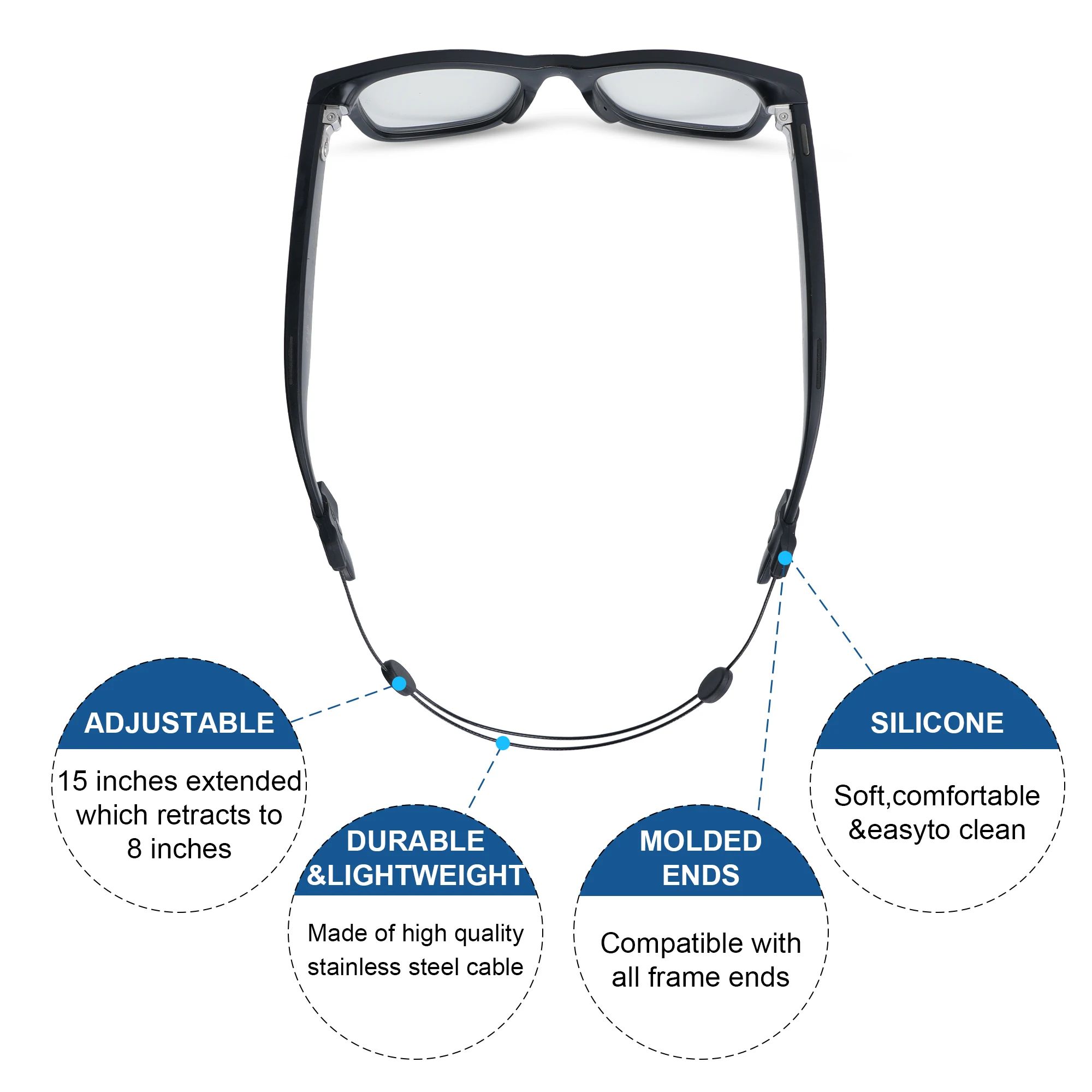 HIbloks for RayBan Meta Wayfarer smart Glasses Accessories Non-slip air Adjustab