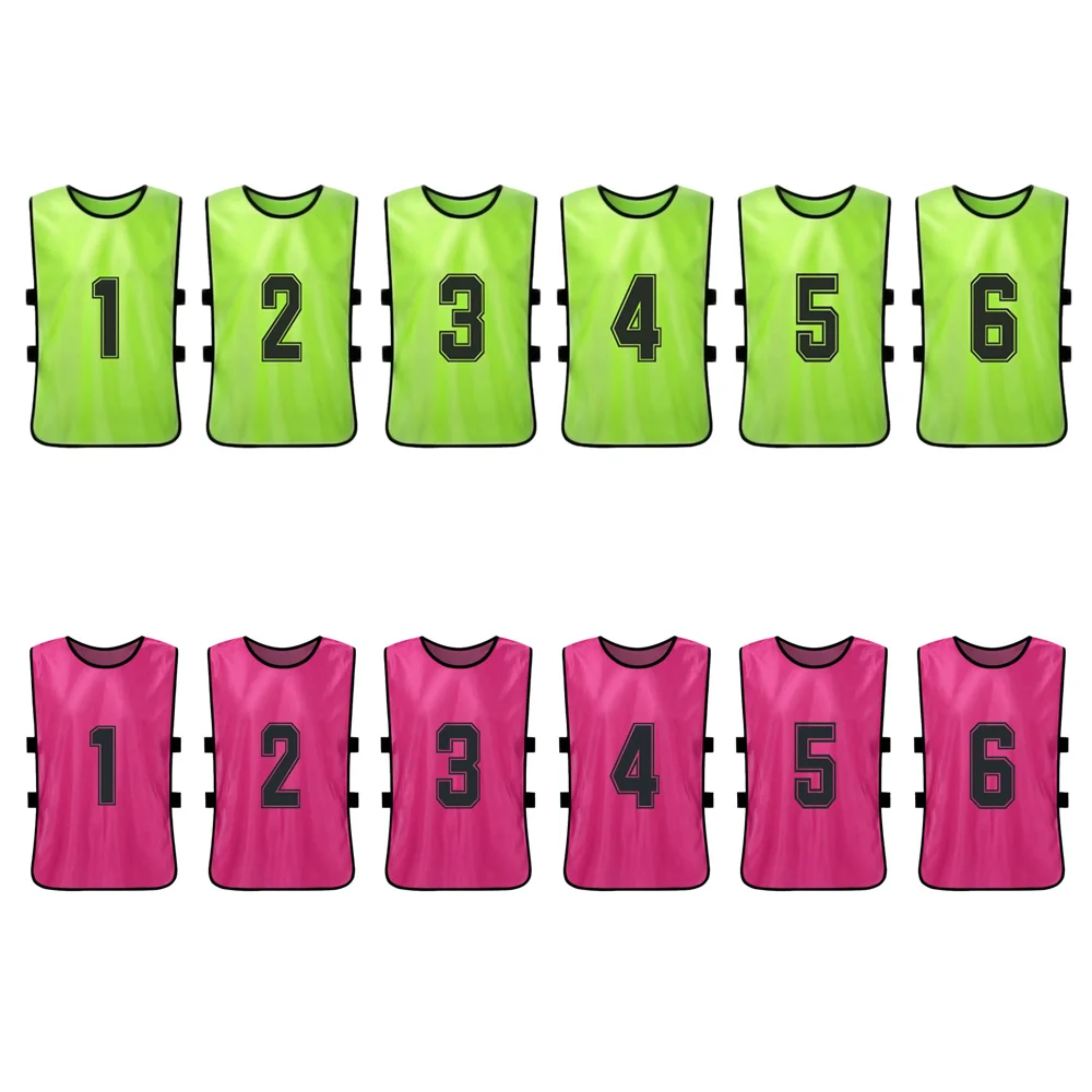 Kids sports suit Men sports suit 12 PCS Adults Children Soccer Pinnies Quick Drying Football Team Jerseys Sports Team Training Numbered Bibs Practice Sports Vest
