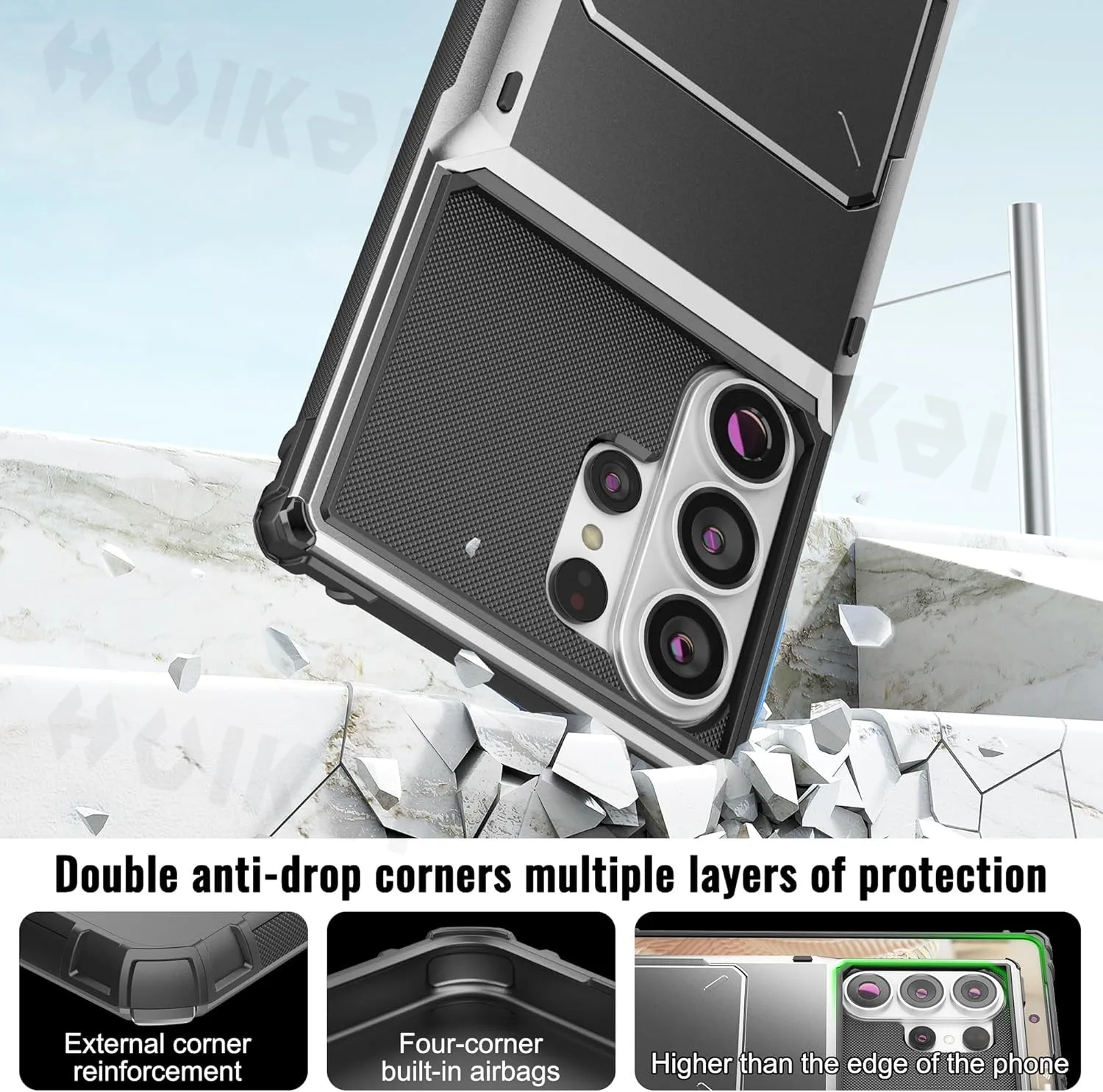 Shockproof Wallet Case with Credit Card Holder and Heavy Duty Protection