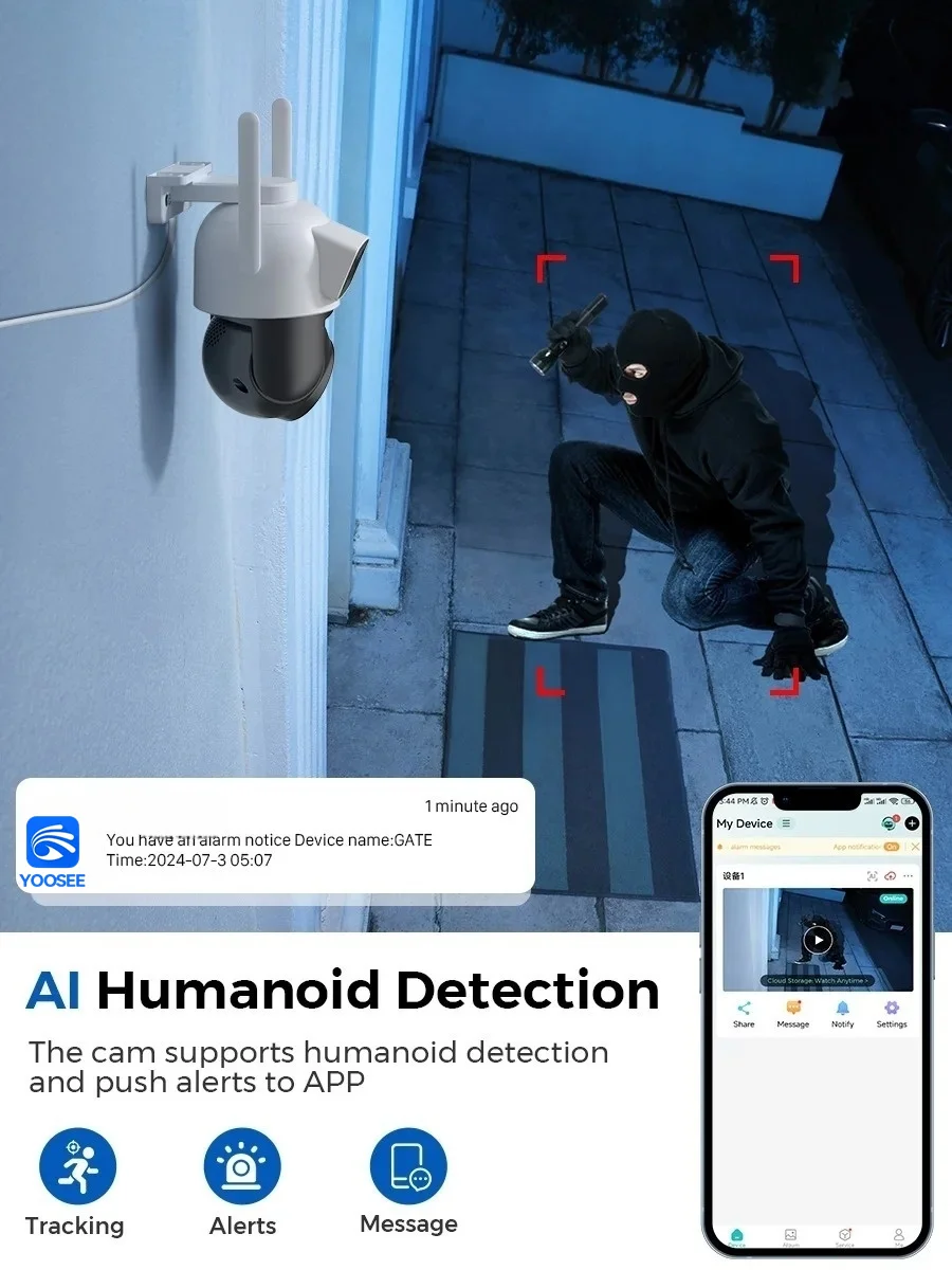 4K 8MP WiFi Surveillance Camera Dual Lens 10X Zoom PTZ IP Camera Auto Tracking Audio Video ONVIF Security CCTV Camera YOOSEE 6