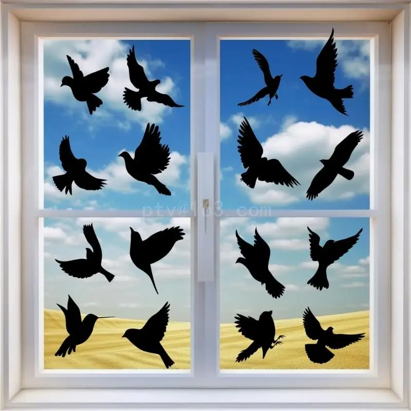 Window Stickers 16pcs Large Hummingbird Window Clings Anti-Collision For Door Glass