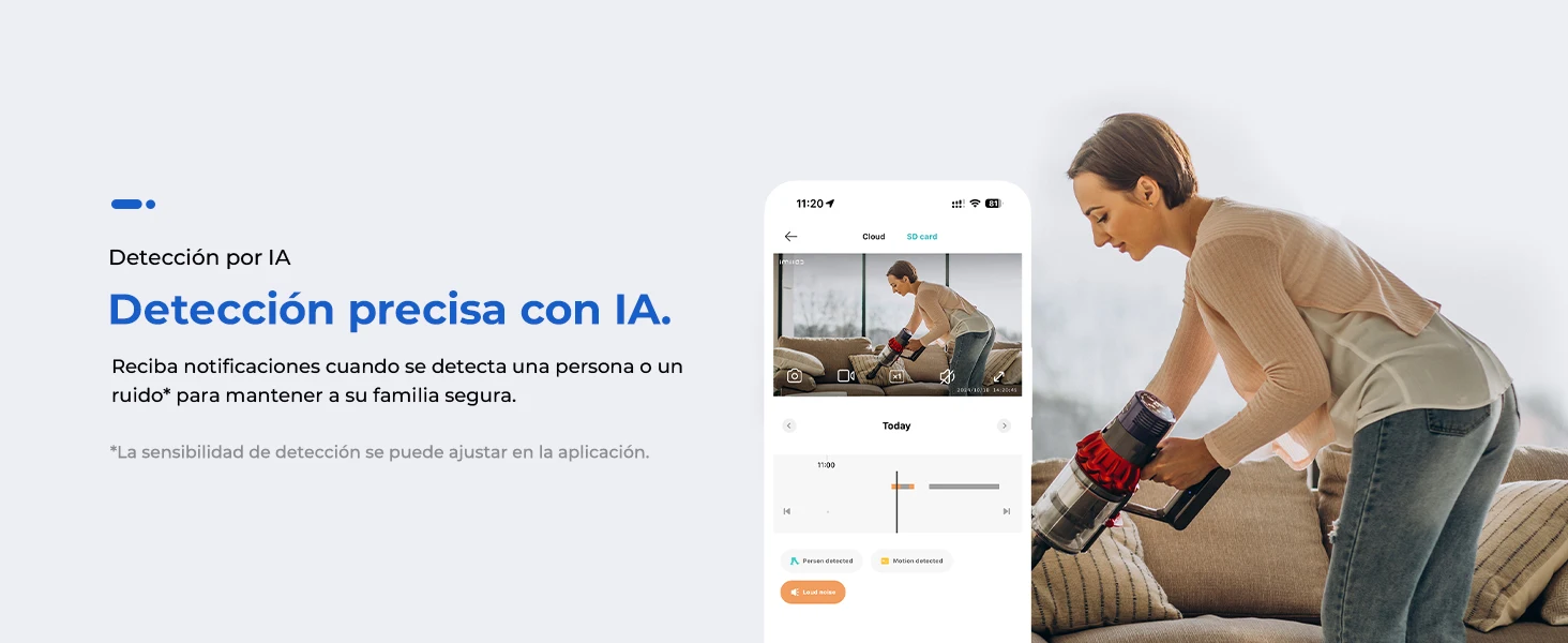 IMILAB C22 postavljen na stol snimajući cijelu prostoriju