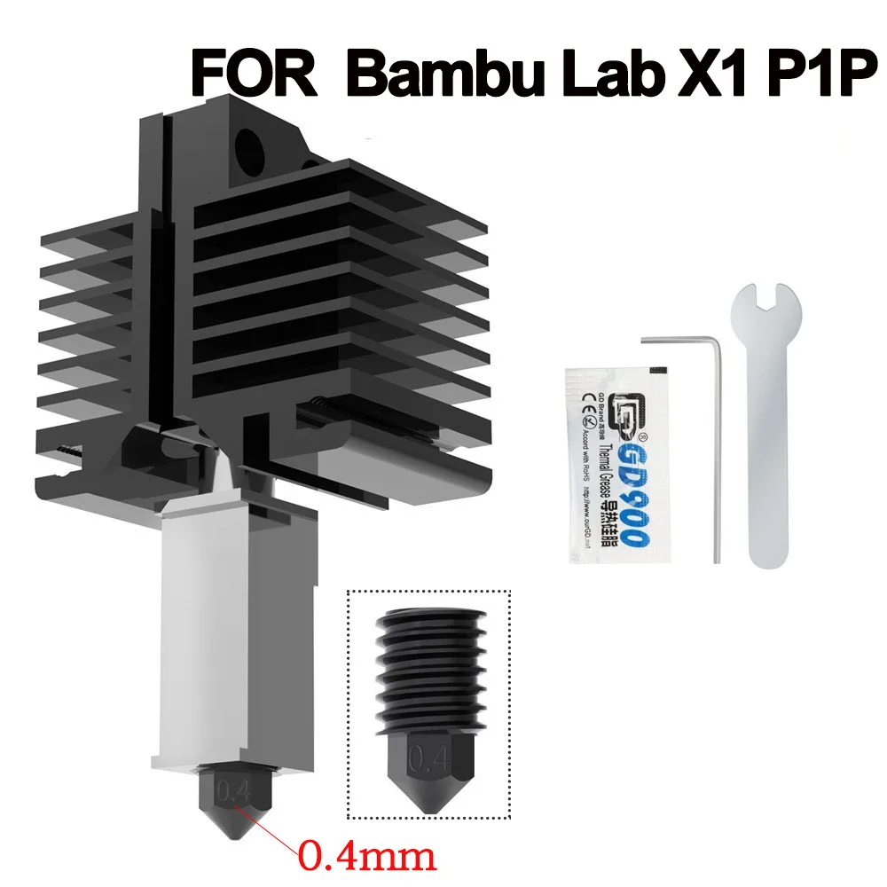 500 ℃ Upgrade Hotend Blocco Riscaldatore In Rame Placcato Ugello In Acciaio Temprato Per Bambu P1P Lab X1 Carbon X1-Carbon Combo Parte Stampante 3D