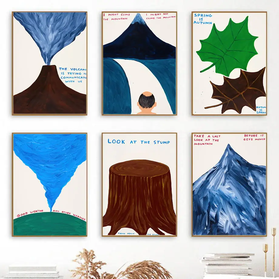 

Volcanoes Tornadoes Tree Leaf David Shrigley Art Canvas Painting Nordic Posters And Prints Wall Pictures For Living Room Decor