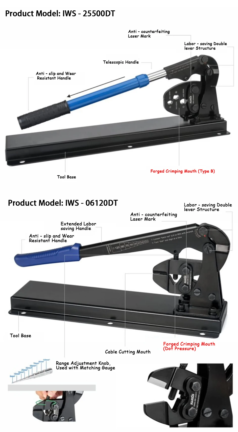 Desktop IWS - 8200DT OT Open Nose Crimping Pliers U shaped Cold pressed Terminal
