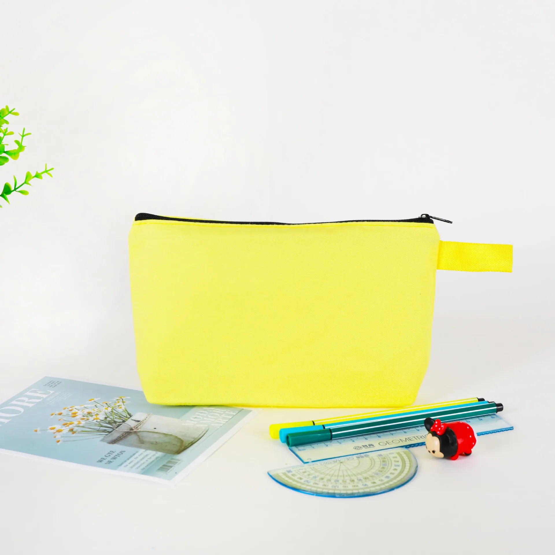 20/30/50/100bags/lot Colored Canvas Makeup Bag Women's Handbag Student Pencil Case 25x13x4.5cm makeup organizer,cosmetic bag,pencil case,cosmetic storage bag,makeup bag,cosmetic case
